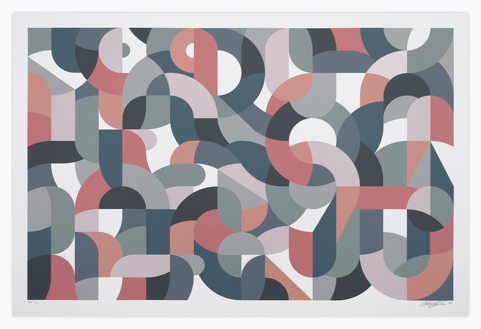 Scott Albrecht abstracted typography design in shades of blue lavender and red