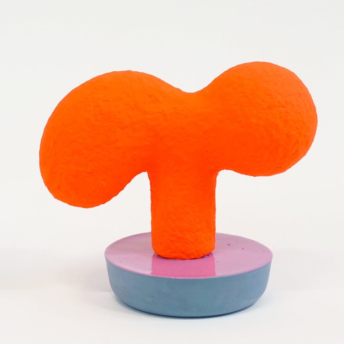 CHIAOZZA abstract biomorphic sculpture - orange on pink and blue base