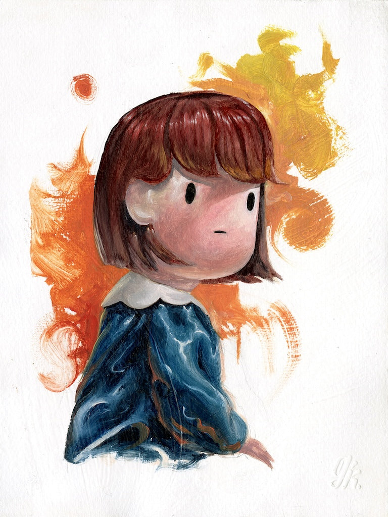 Giorgiko painting of cartoon child looking away