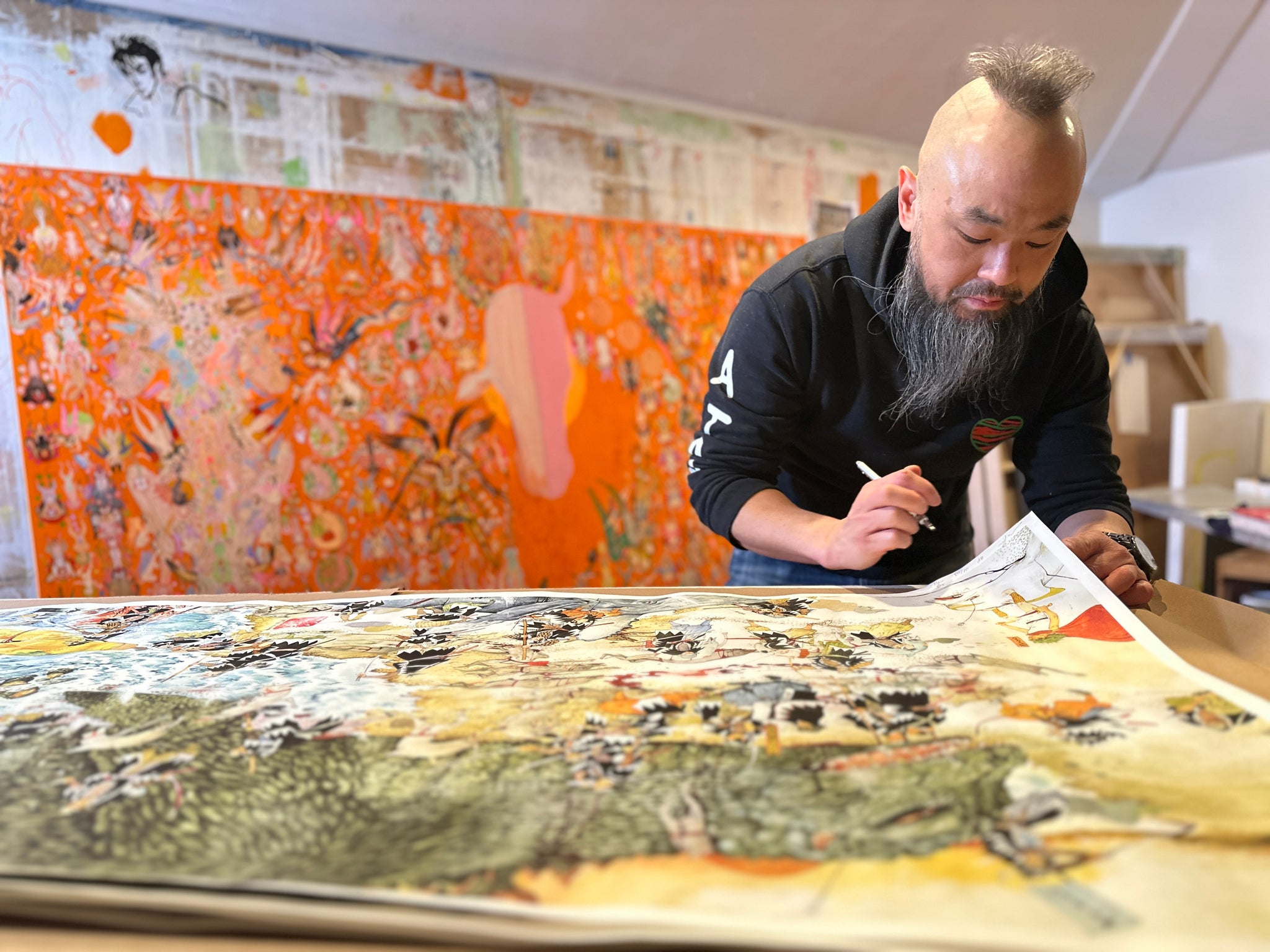 Artist Mu Pan in his studio.