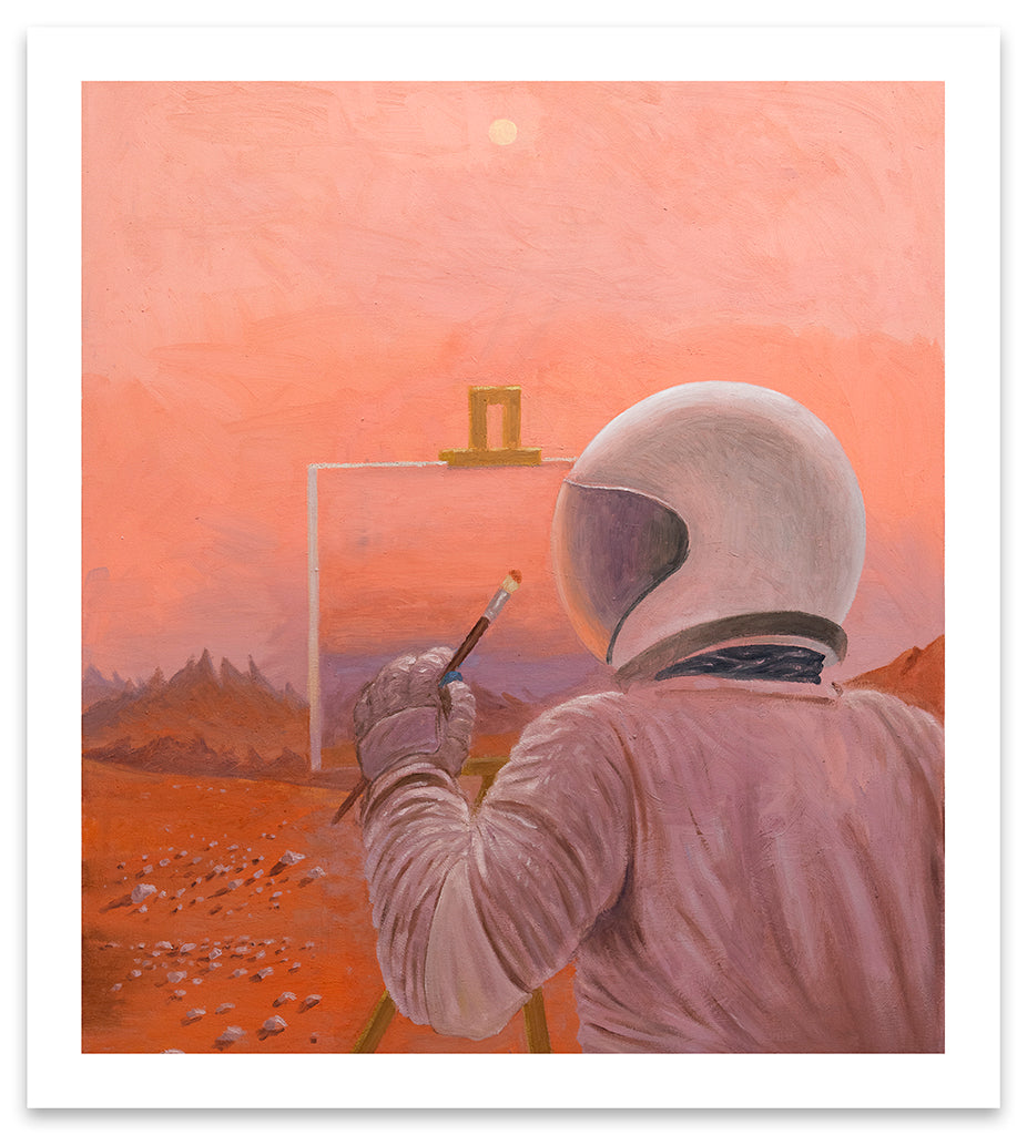 Paul Gagner print of an astronaut painting a landscape of Mars