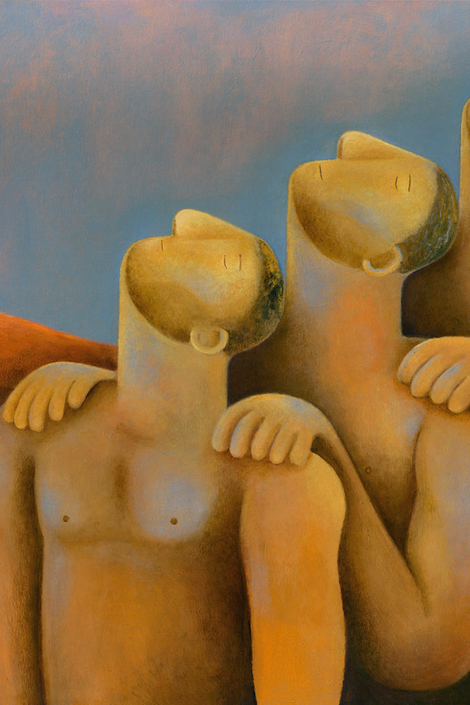 Carlos Rodriguez image of men, eyes closed heads tilted upwards