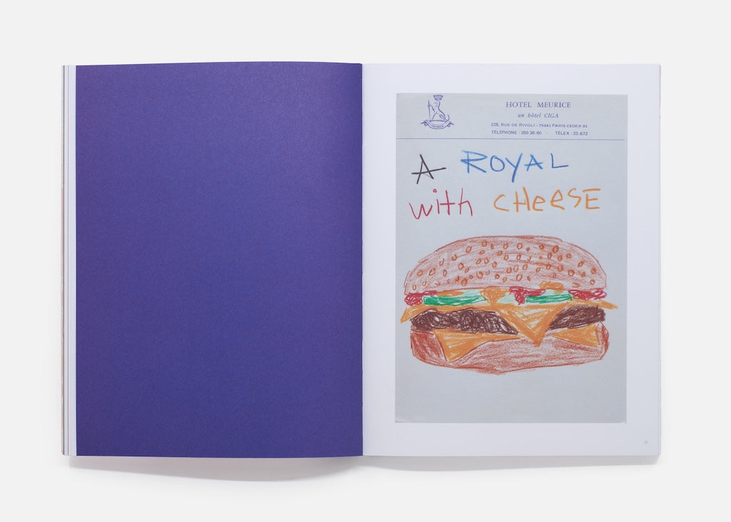 book spread - drawing of burger